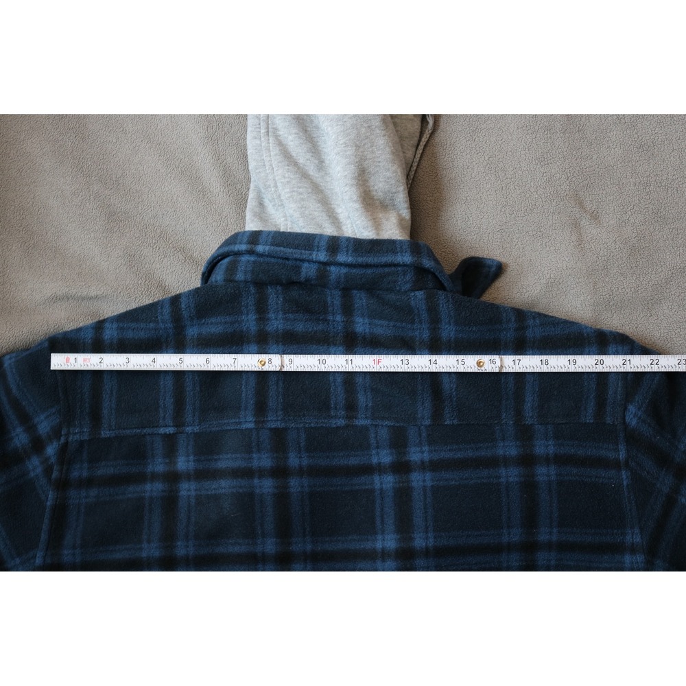 STILLWATER SUPPLY Plaid Jacket Men Large Blue Plaid Hooded Fleece Shacket - Picture 6 of 15